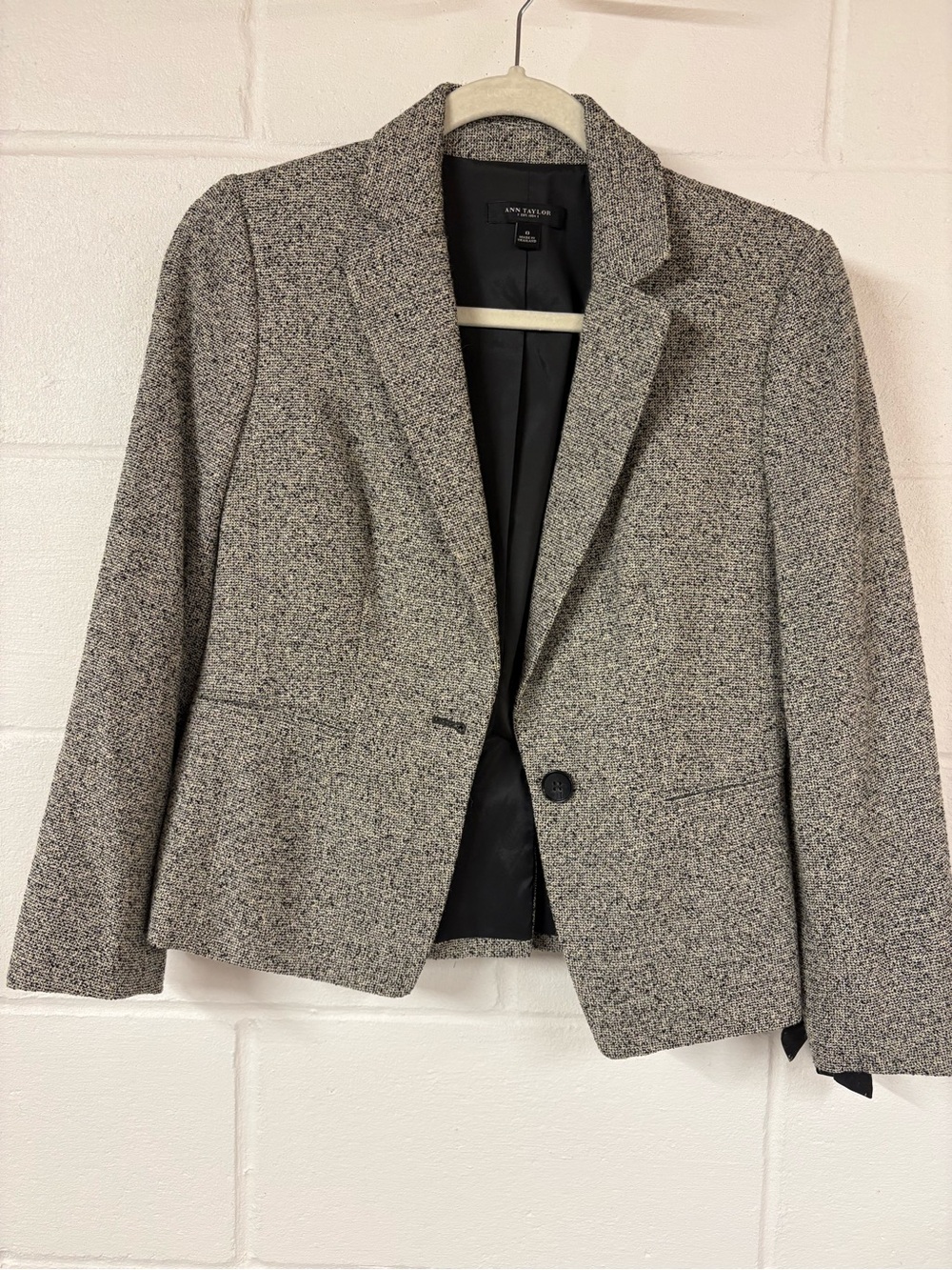 Ann Taylor Women's Gray Tweed Blazer - Bow Sleeves